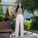 Calça Pantalona de Linho Feminina – Cintura Alta, Estilo Alfaiataria e Caimento Elegante